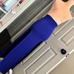 Blue Double Slit Maxi Skirt