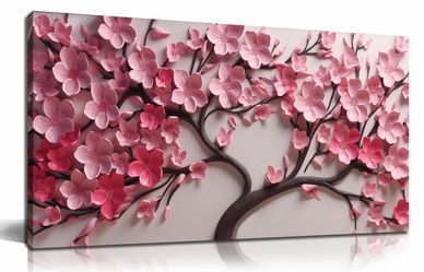 Brand New CPKATMT Flower Canvas Wall Art for Living Room Tree Pictures Wall Decor for Bedroom Pink Wall Art for Office Women Size 20 x 40 Inch