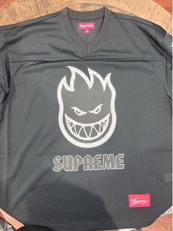 Supreme SS26’ week 17 Supreme Spitfire Football Jersey Black Sizes S, M, L, & XL