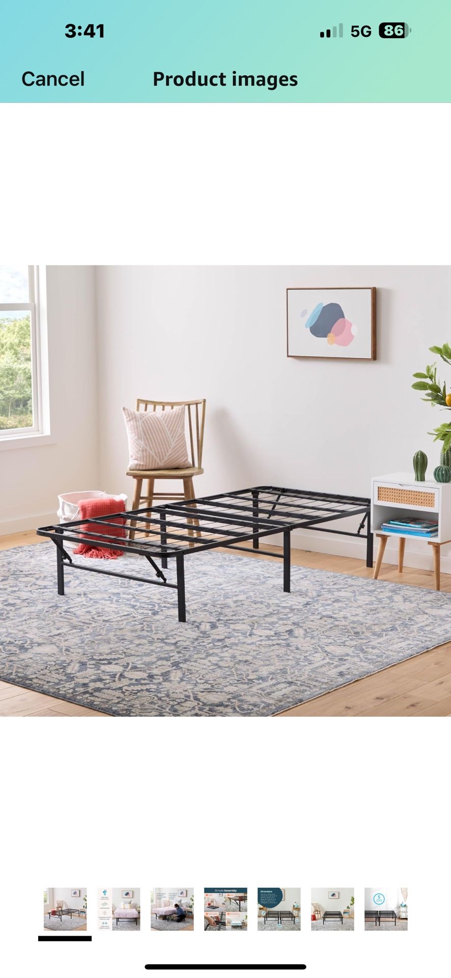New Twin Size Metal Platform Bed Frame - No Box Spring Needed - Underbed Storage