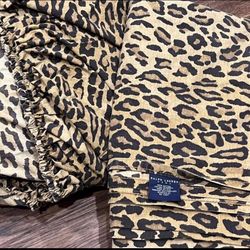 Ralph Lauren Bedroom Sheet Bedding Set Medieval Aragon Leopard Queen Lot Vintage