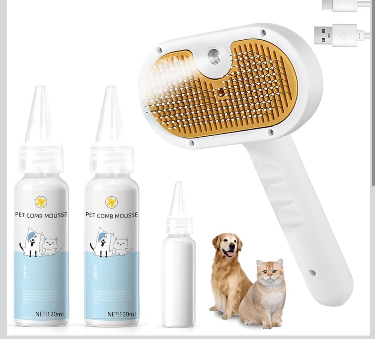 New: Pet Steam Brush – 3-in-1 Spray Hair Removal Comb – Steam for Shedding & Grooming