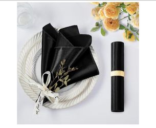 Black Silky Satin Napkins (60 Pieces)