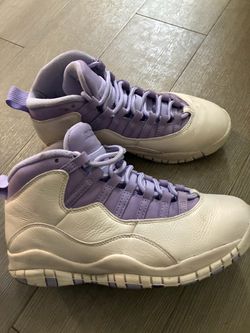 Air Jordan 10 Retro Purple and Cream Sneakers