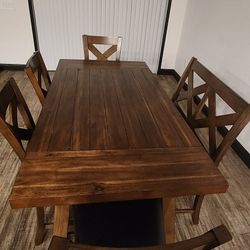 Counter-Height Dining Set – X-Back Chairs, Cushioned Seats (Grand Wood)