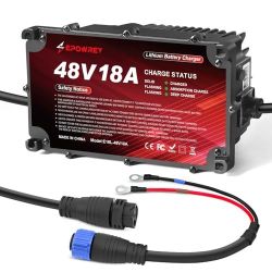 EPOWREY 18AMP Golf Cart Lithium Charger 48 Volt/58.4V 51.2V LiFePO4 Battery with O-Type Terminal-M8