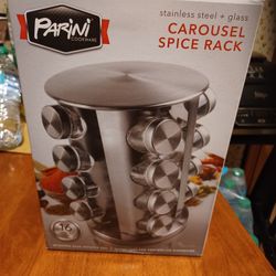 17 PC STAINLESS Steel $GLASS CAROUSEL SPICE RA