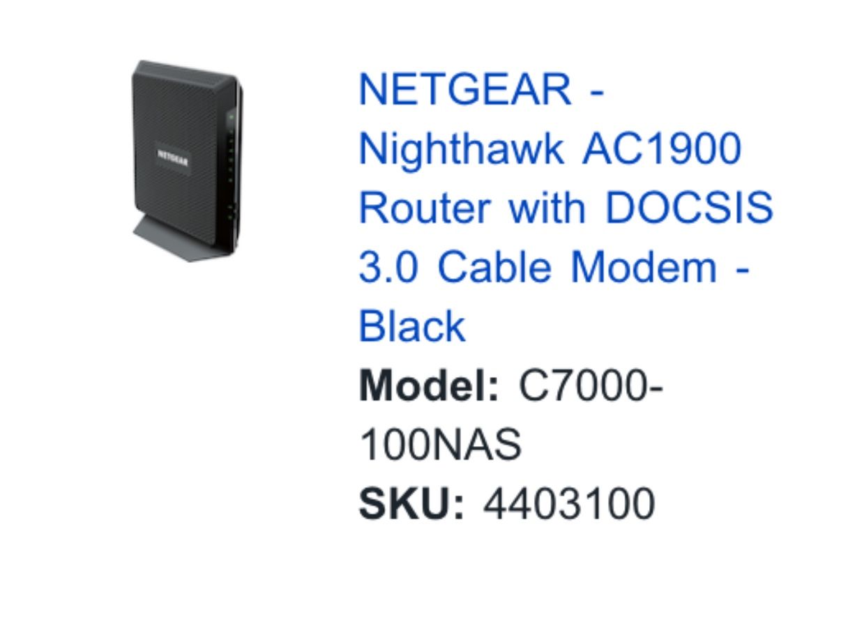nighthawk Modem + Router AC1900