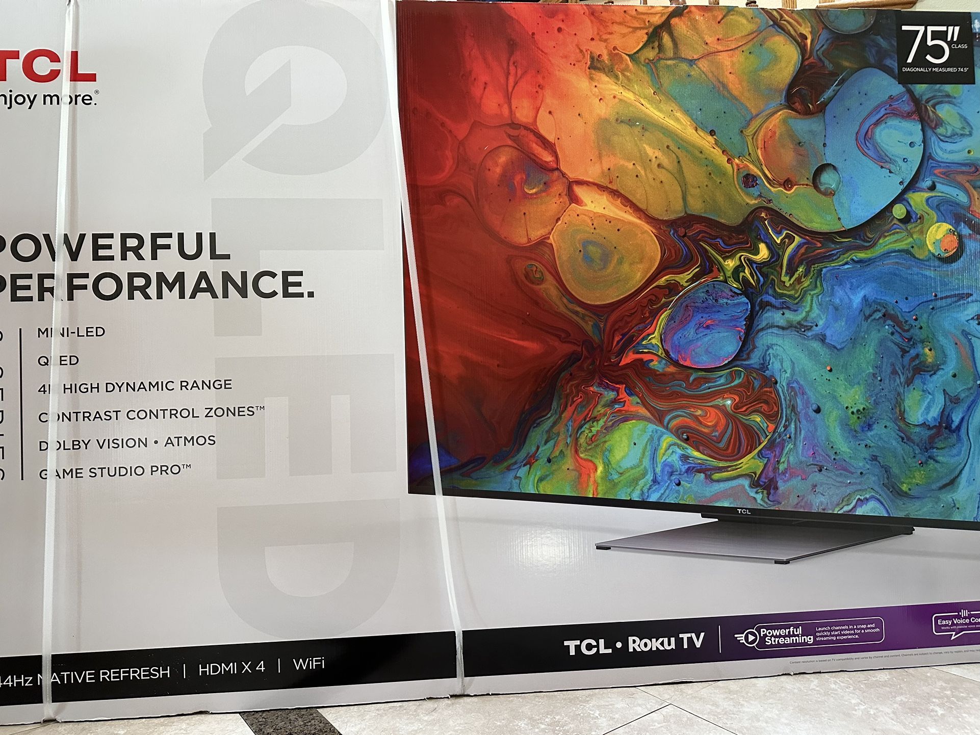 TCL 75” 6-Series 4K QLED TV with Roku