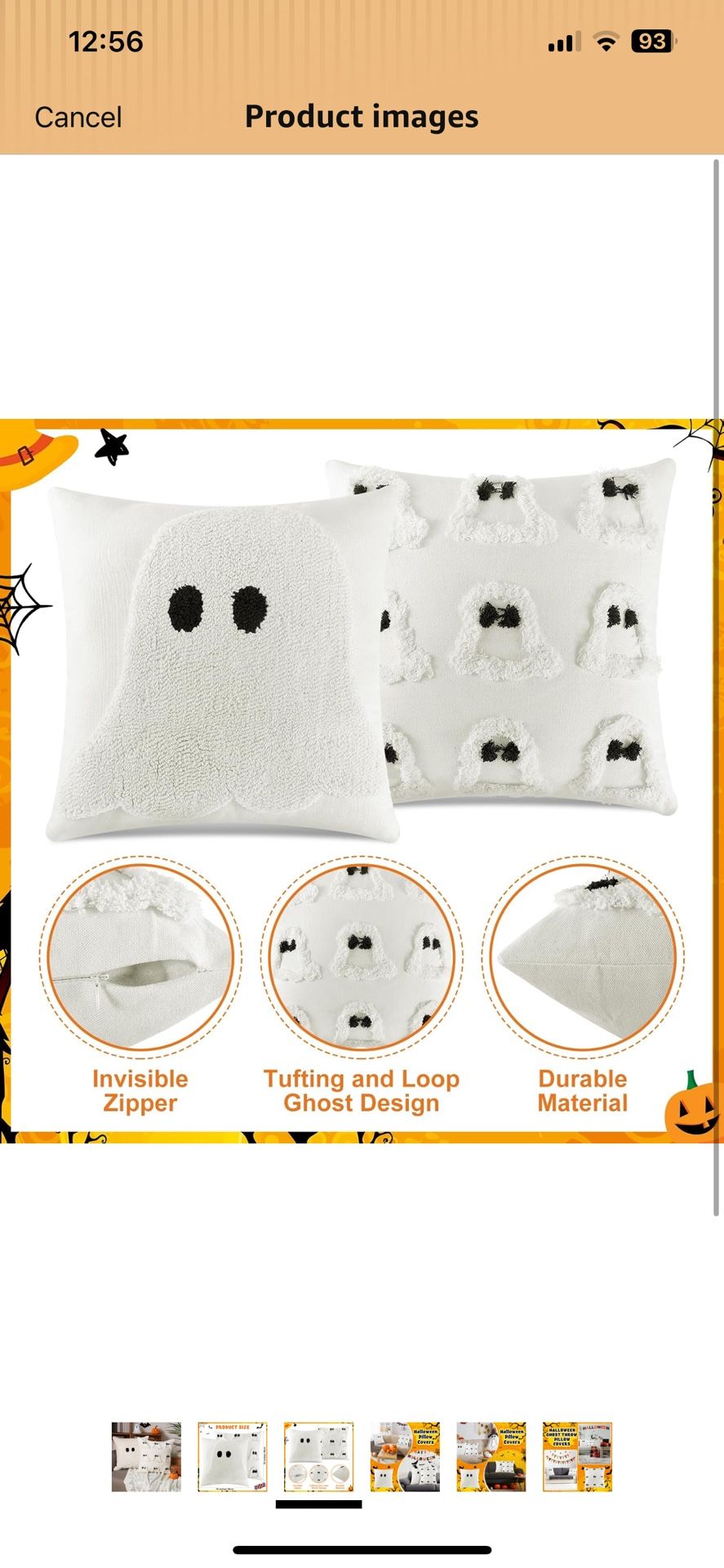 2 Pcs Halloween Pillow Covers 18x18 Inch White Ghost Throw Pillow Cases, Halloween Decorations Spooky Cushion Cover Gothic Couch Case for Holiday Fall