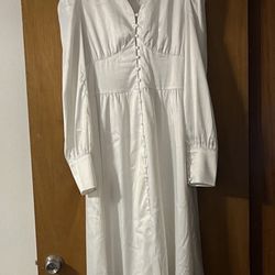 Elegant White Button Down Dress