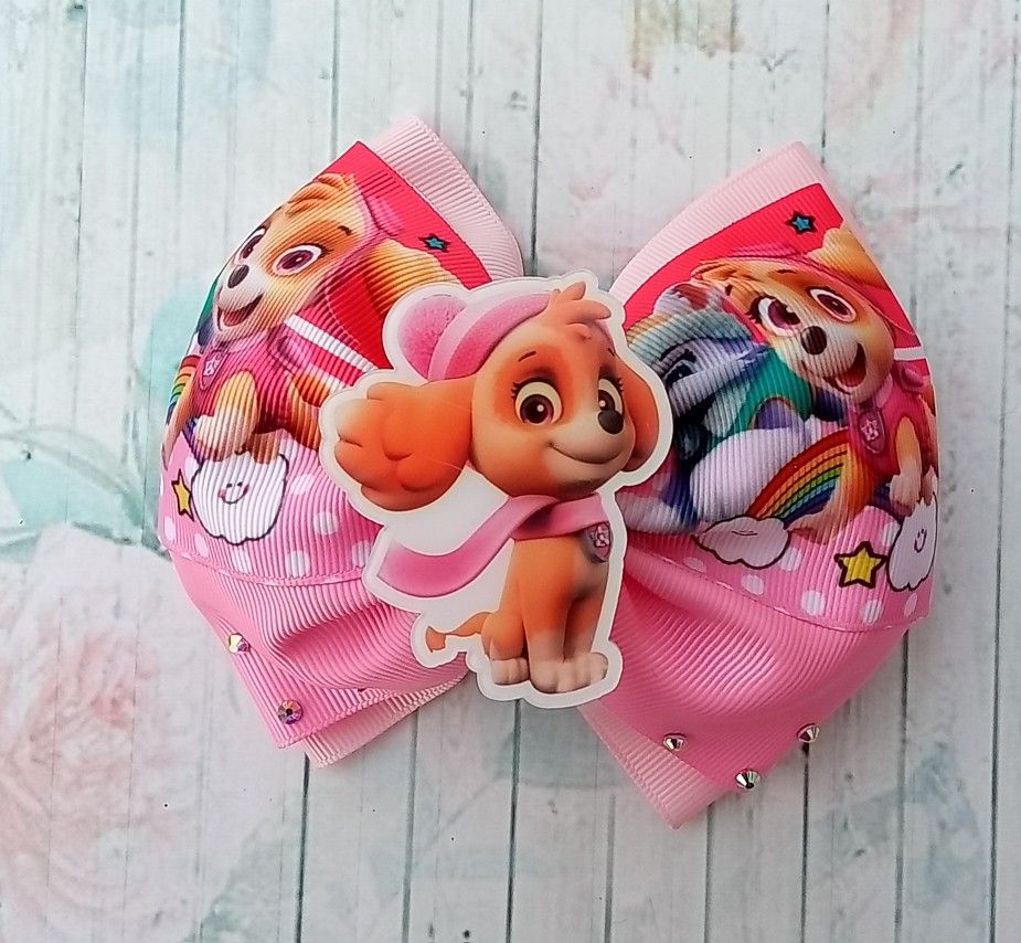 Sky Hair Bow, Paw Patrol Hair Bow/ Moño De Sky