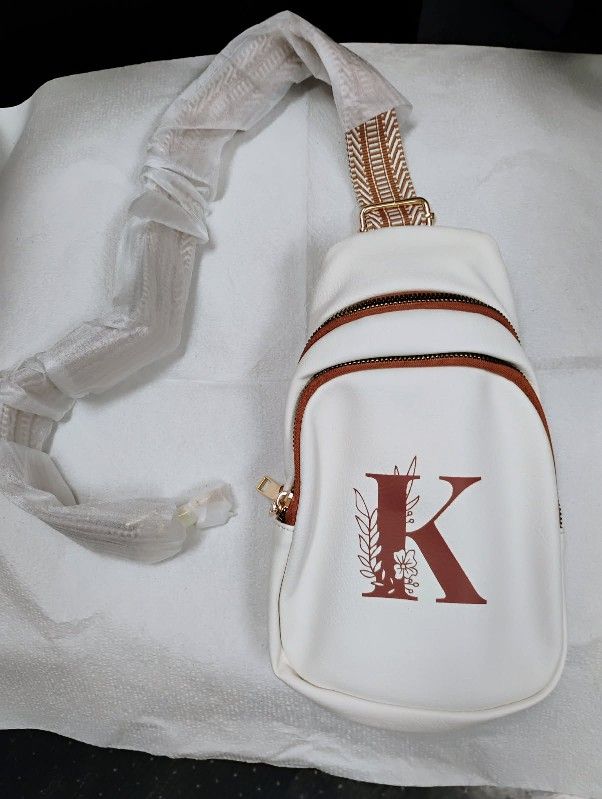 New White “K” Initial Sling Bag
