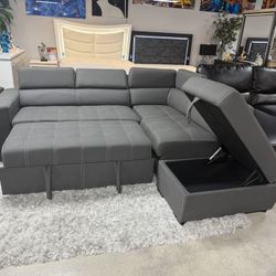 Pull Out Sleeper Sectional With Storage Ottoman Only $1099
