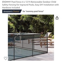 Erommy Pool Fence 4 x 12 Ft, Removable Outdoor Child Safety Fencing for Inground Pools