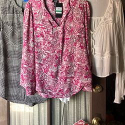 Three Beautiful Ladies Blouses, Two Medium And One Large.  All Have Tags.