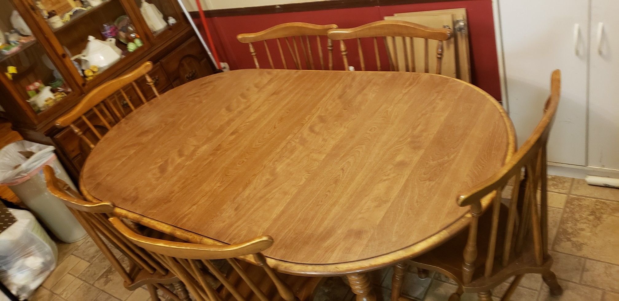 Vintage 1960s Tell City maple dining room table & 6 chairs for Sale in