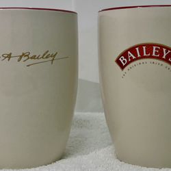 BAILEYS THE ORIGINAL IRISH CREAM CERAMIC COFFEE MUG CUPS Set of 2 - SIGNED R. A. BAILEY