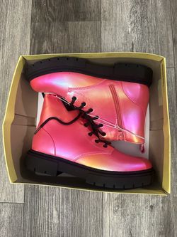 Art Class Girls Pink Iridescent Kayden Combat Boots Size 5