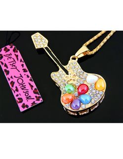 Betsey johnons multi color guitar pendant necklace