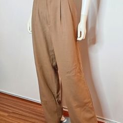 Annie Bing Classic High-Waist Wide-Leg Pants - Brown Viscose/Wool Size 40
