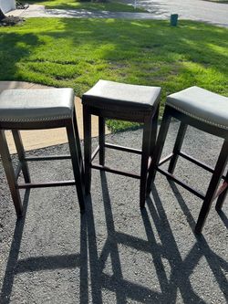 3 Backless Stools 2 gray 1 brown