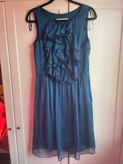 Teal Ruffle Front Sleeveless Dress size 8
