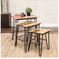 Solid Wood Nesting Tables Set Of 3