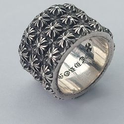 Chrome Hearts Three Row Sterling Silver Pete punk Ring for Sale in