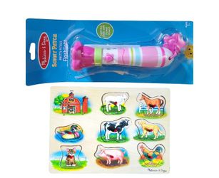 Melissa & Doug's SUNNY PATCH PRETTY PETALS Flashlight ..AND.. Wooden Farm Puzzle