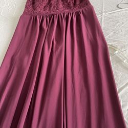 Burgundy Dress Fancy Bodice 