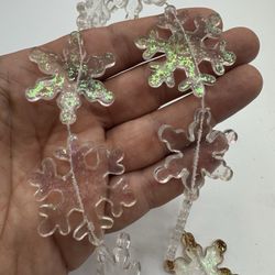 Clear VNG Iridescent Glitter Snowflake Christmas Tree Garland 110 Holiday Decor