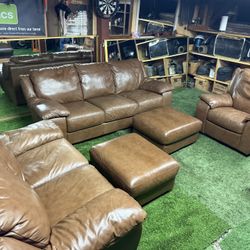 ItalSofa Leather Couch 5 Set