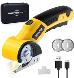 320RPM Strong Power Cordless Electric Scissors With Safety Lock. LED Light 90 Hours Using Time 2000mAh 2 Blades With Protective Cover Type-C Fast Char