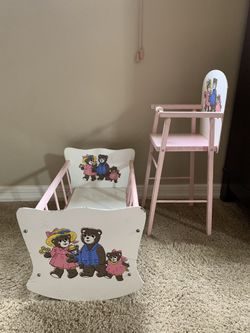 Vintage high chair and crib