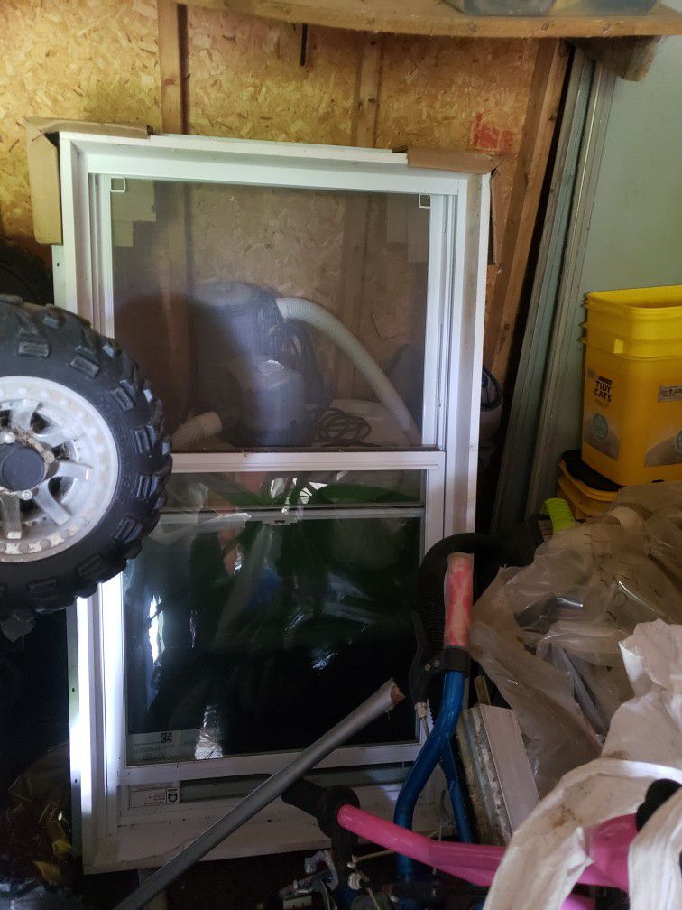 Wood stove New Replacement window And Gas Operated Air Compressor 