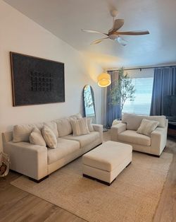 Ashley cream sofa set ( delivery available )