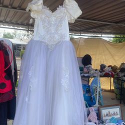 Size 12 NWT princess dress white with pearls and lace