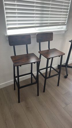 Industrial Bar Stools with Back Set of 2