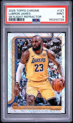 LEBRON JAMES 2025 TOPPS CHROME #127 SKYLIGHT REFRACTOR PSA 9