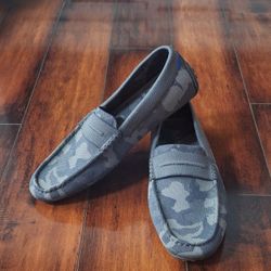 Rothy’s Men’s Driving Loafers Gray Camo Knit Shoes Size 11.5 EU 44
