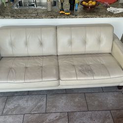 Modern Scandinavian-Style Leather Sofa