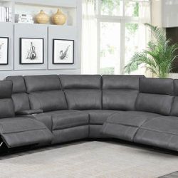 New 6-piece Sectional Sofa With Power Recliners In Faux Leather