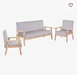 【brand new in box】60" Velvet Sofa And 2 Pcs Accent Chair For Living Room, Sofa Set Mid Century Modern Relaxing Armchair With Solid Wood Frame & Soft C