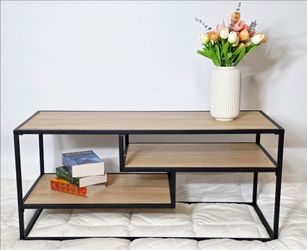 Industrial TV Stand with Open Shelves