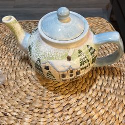 Nantucket Home - Teapot, Jingle Bells ,Winter Scene w/ Christmas Trees, Snowman 