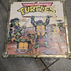 VINTAGE 90s Teenage Mutant Ninja Turtles TMNT Toy Chest Storage Trunk! Leo, Don, Raph, Mikey!