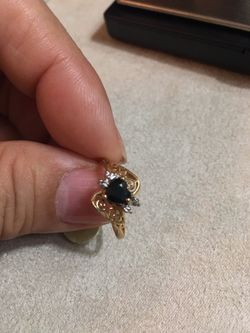 10k sapphire diamonds ring size 6 3/4