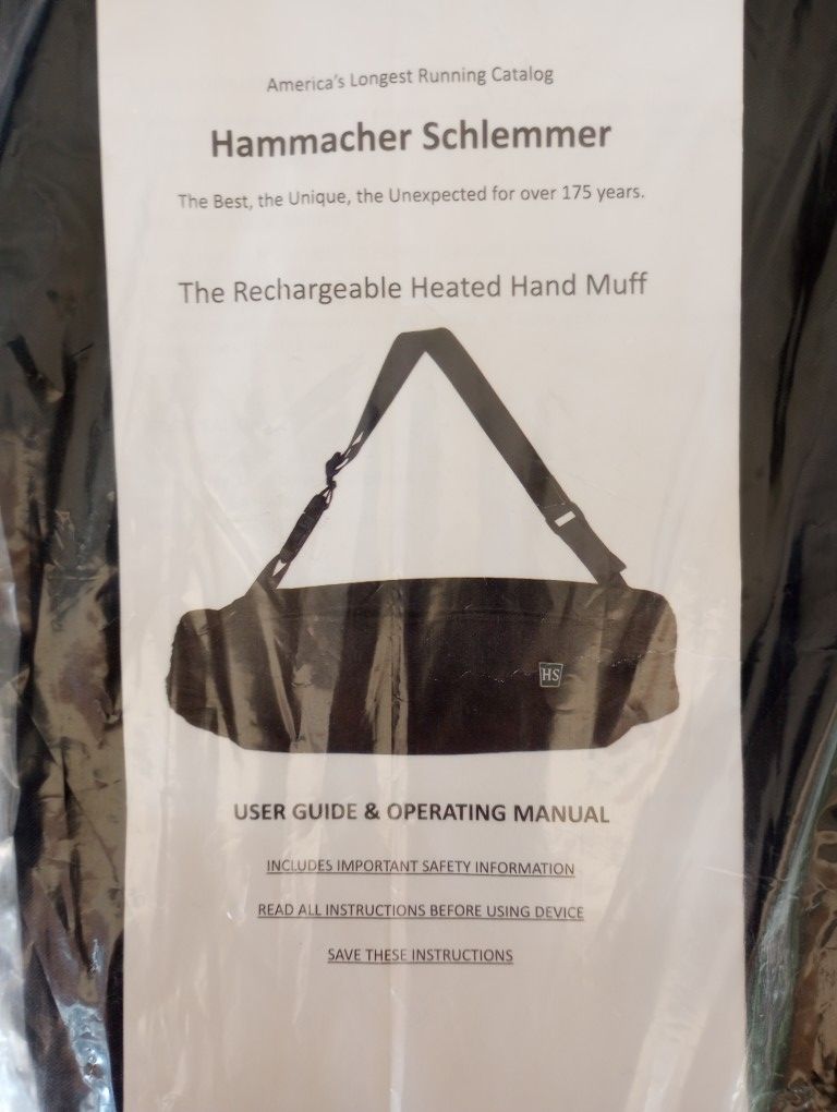 Hammacher Schlemmer Rechargeable Heated Hand Muff — Brand New