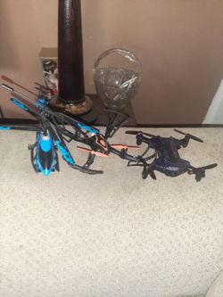 I have a helicopter and 2 other racing drones missing batteries and no controllers  Use For Parts Or Get What's Needed For Them To Fly Again 